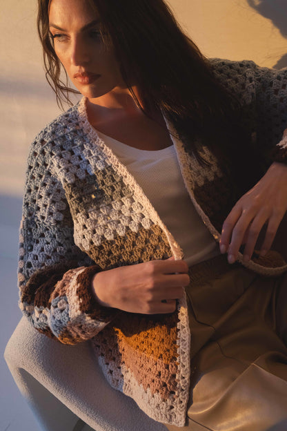 Crochet Stripe Cardigan Sweater