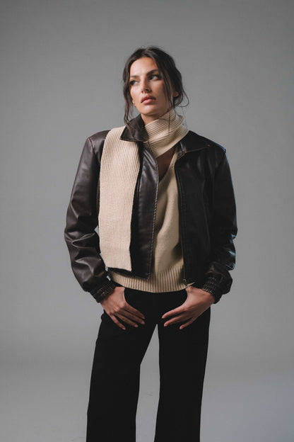 Faux Leather Bomber Jacket