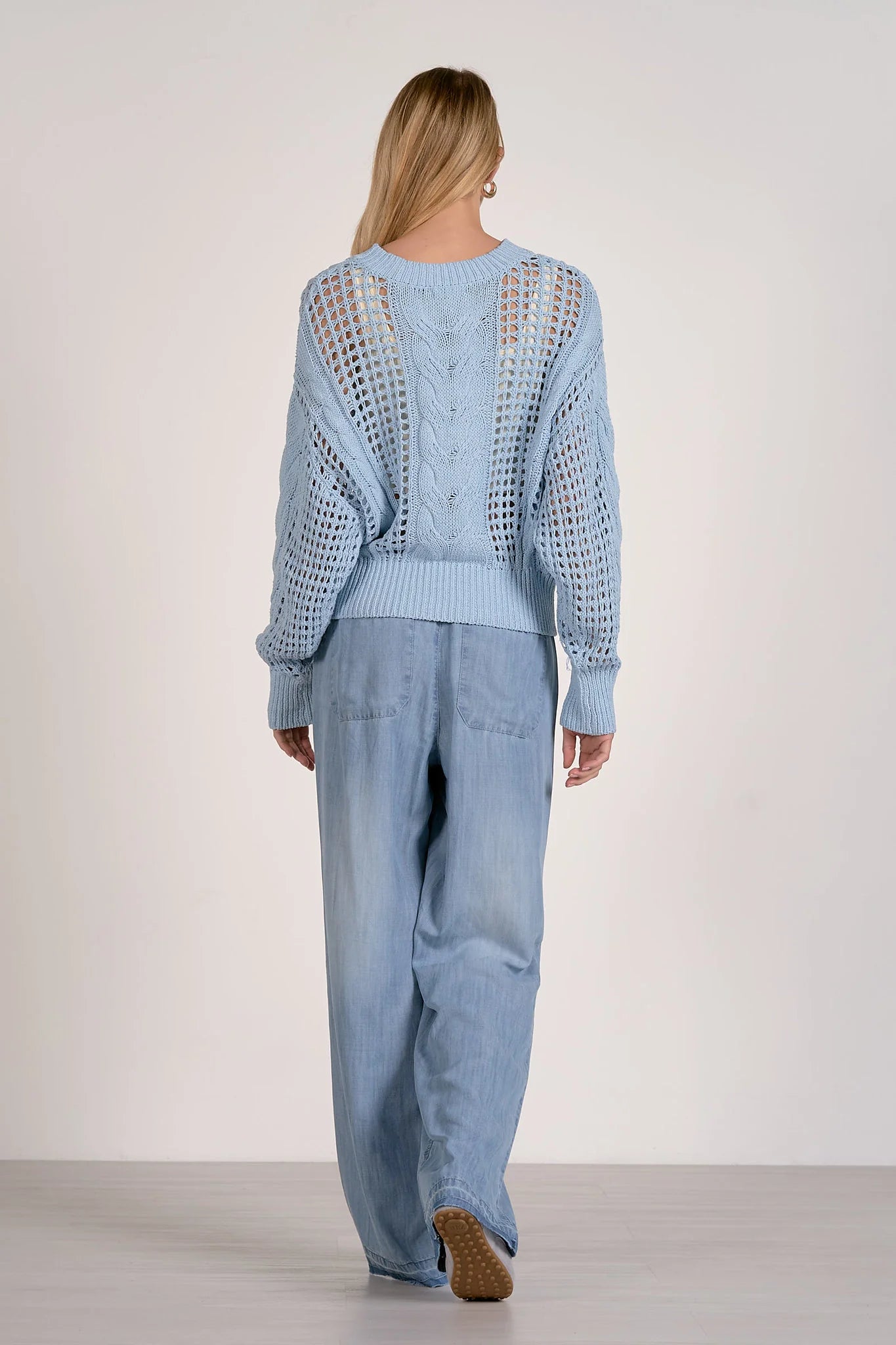 Open Knit Crewneck Sweater