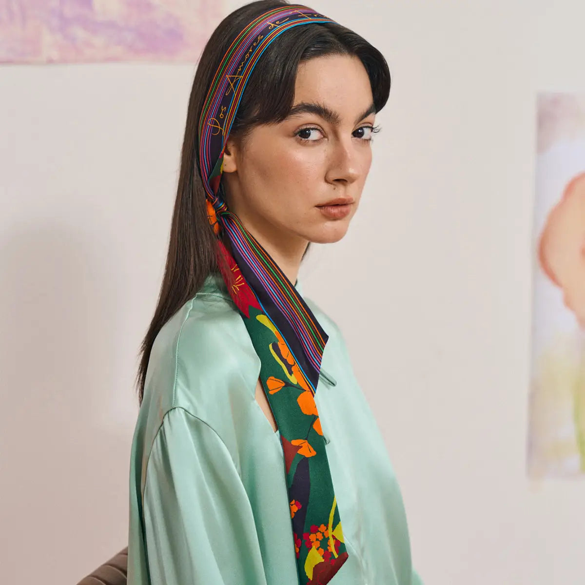 Frida's Garden Silk Skinny Scarf