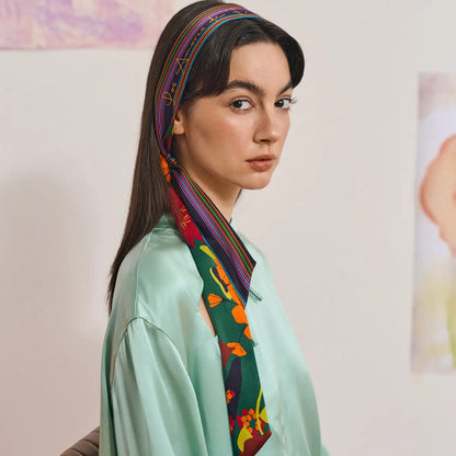 Frida's Garden Silk Skinny Scarf