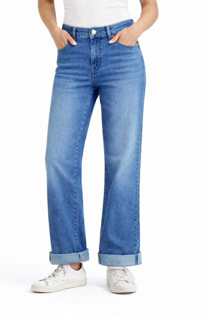Petite Slim Wide Leg Jean w/ Cuff in Zayden