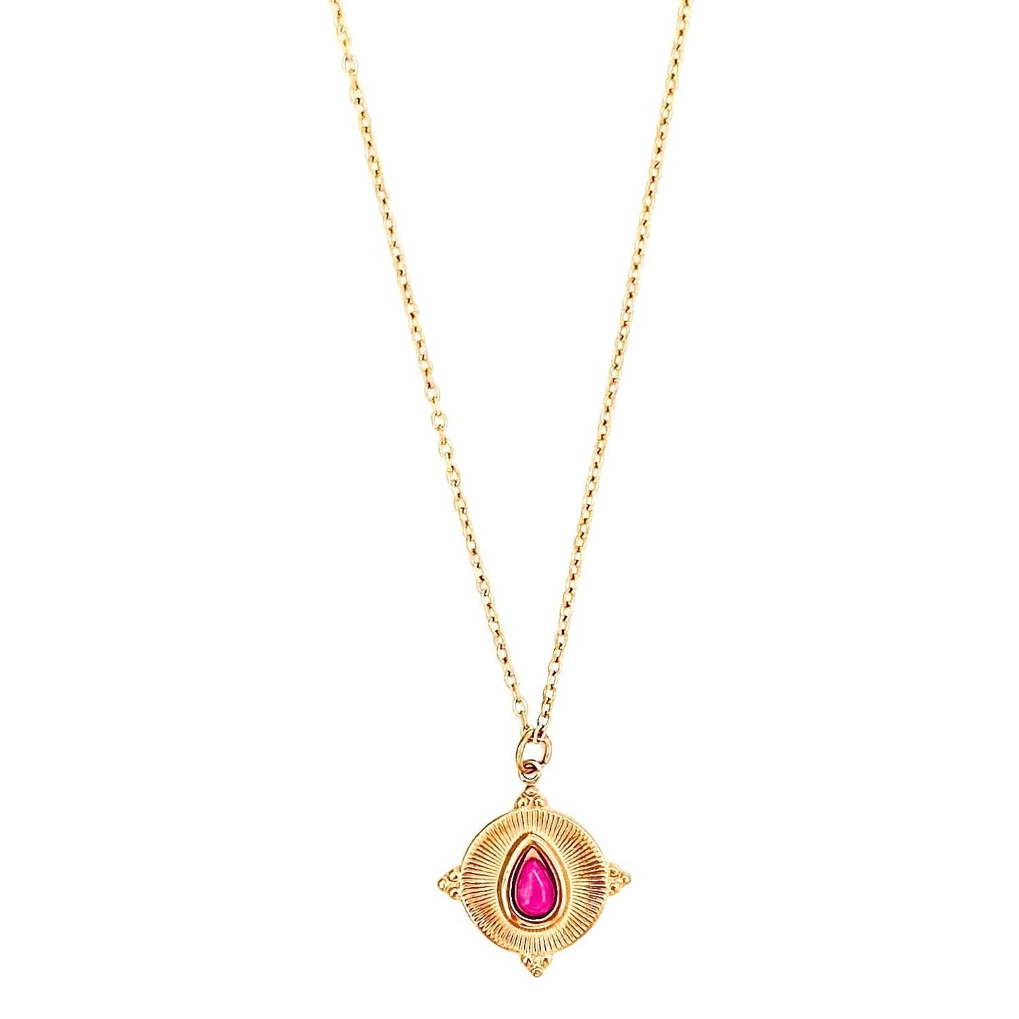 Sabrina Hot Pink Stone Necklace