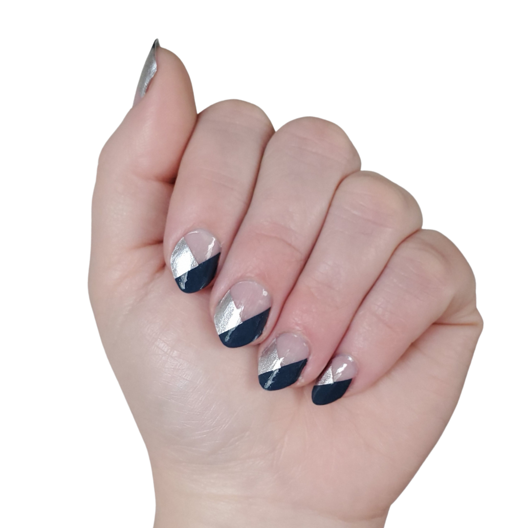 Reflection | Modern French Tip Silver Foil Nail Art Wrap Set