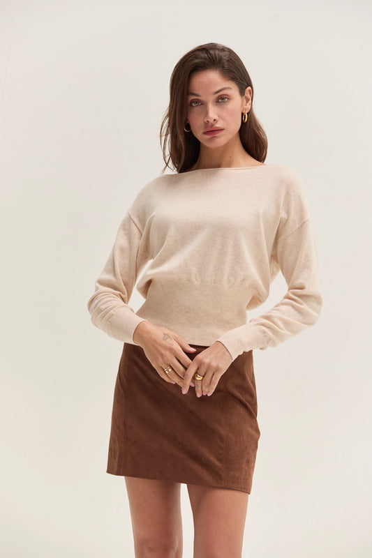 Cassie Cinched Waist Boatneck Sweater