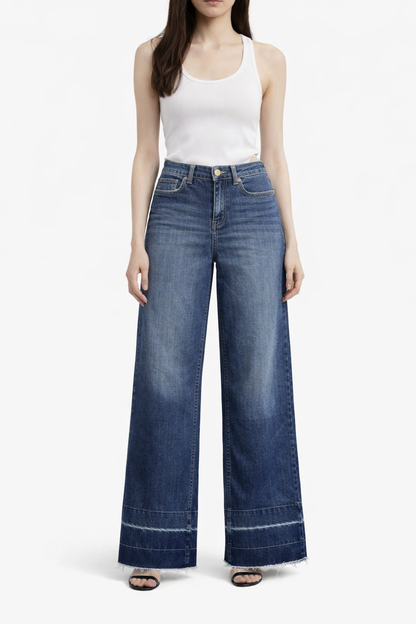 Mid-Rise Slim Wide Leg w/ Release Hem in Grove