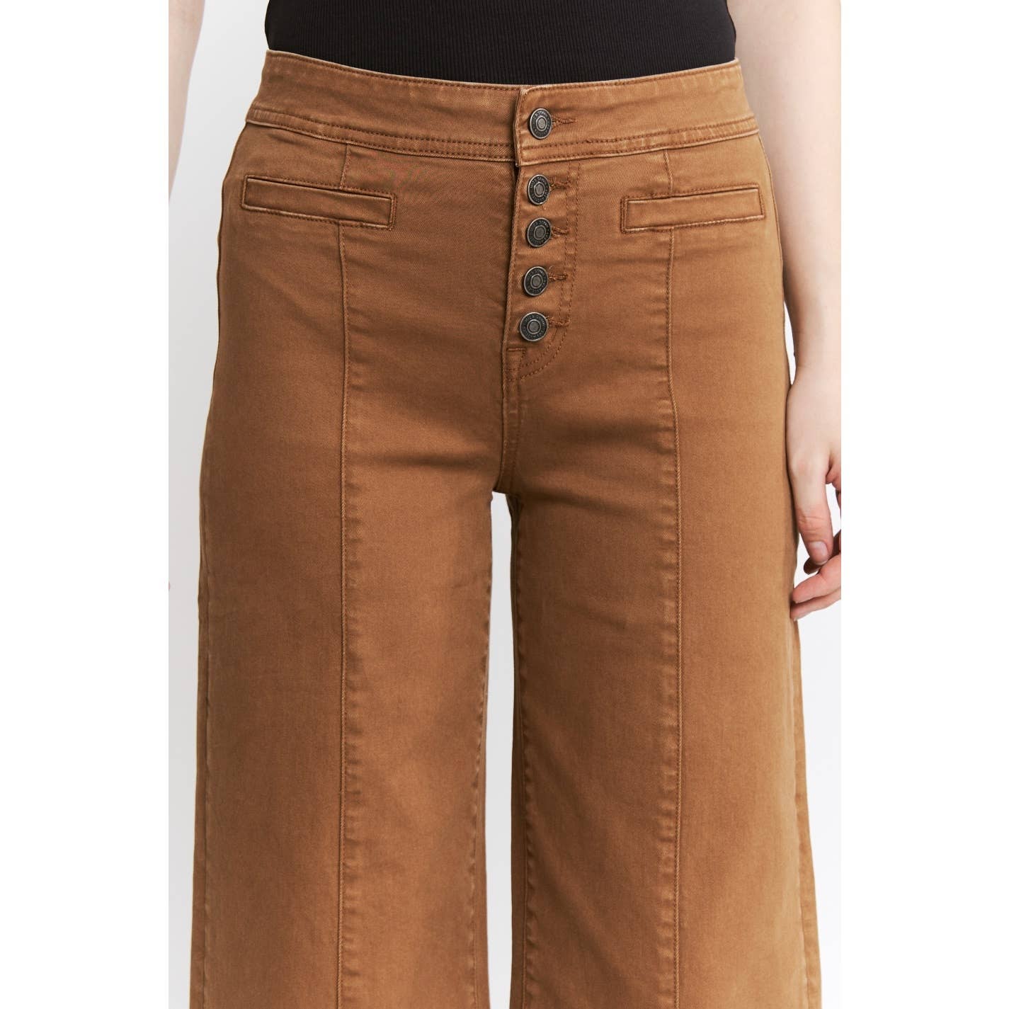 High Rise Cropped Wide Leg Jeans in Caramel