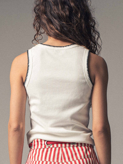Contrast Trim Ribbed Tank Top