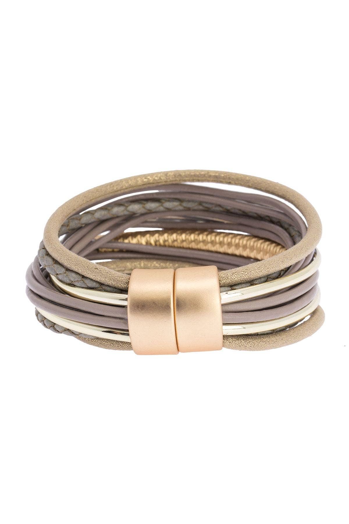 Multi Strand Shimmer Leather Bracelet