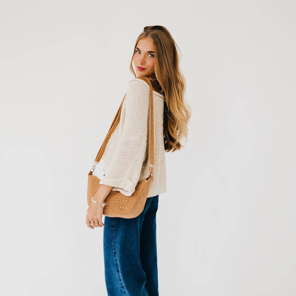 Paige Structured Suede Woven Crossbody