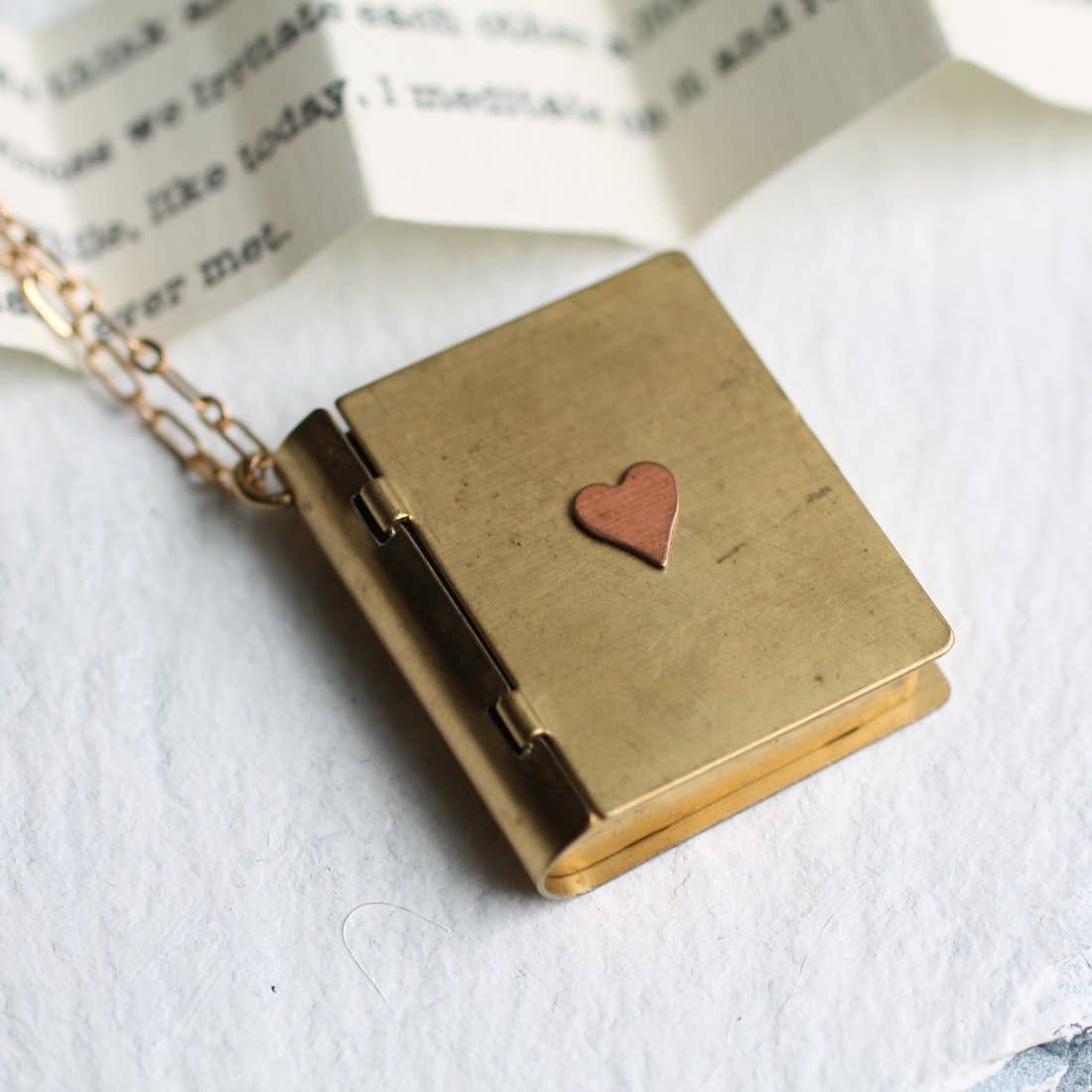 Love Story Book Locket Necklace