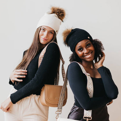 Angora Fur Pom Slouchy Beanie 