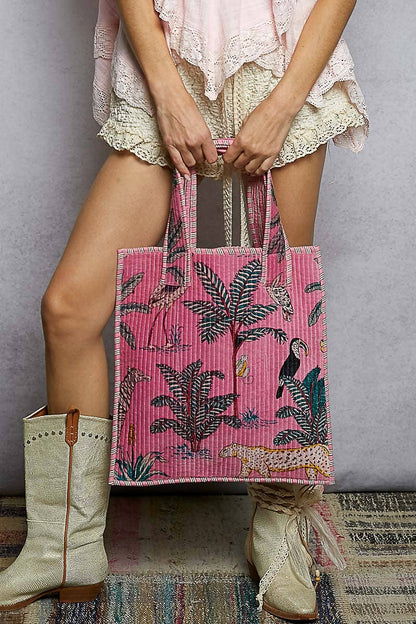 Everyday Quilted Striped Tote Bag