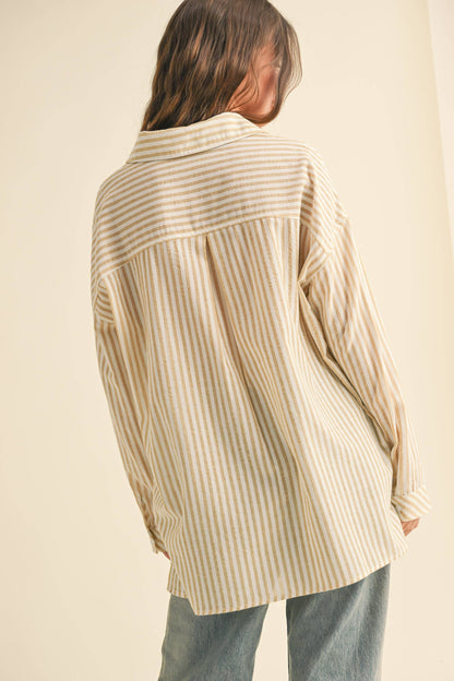 Striped Pattern Button Down Shirt