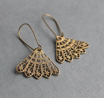 Gold Filigree Fan Earrings