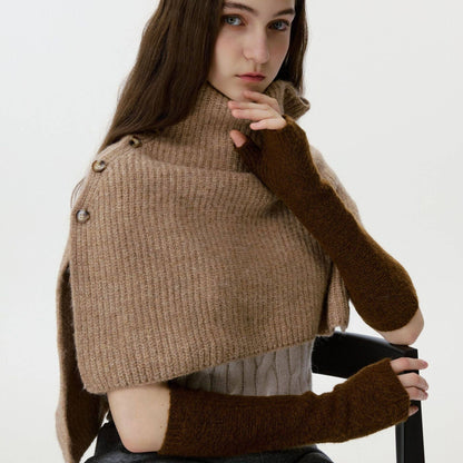 Long Fingerless Knit Gloves
