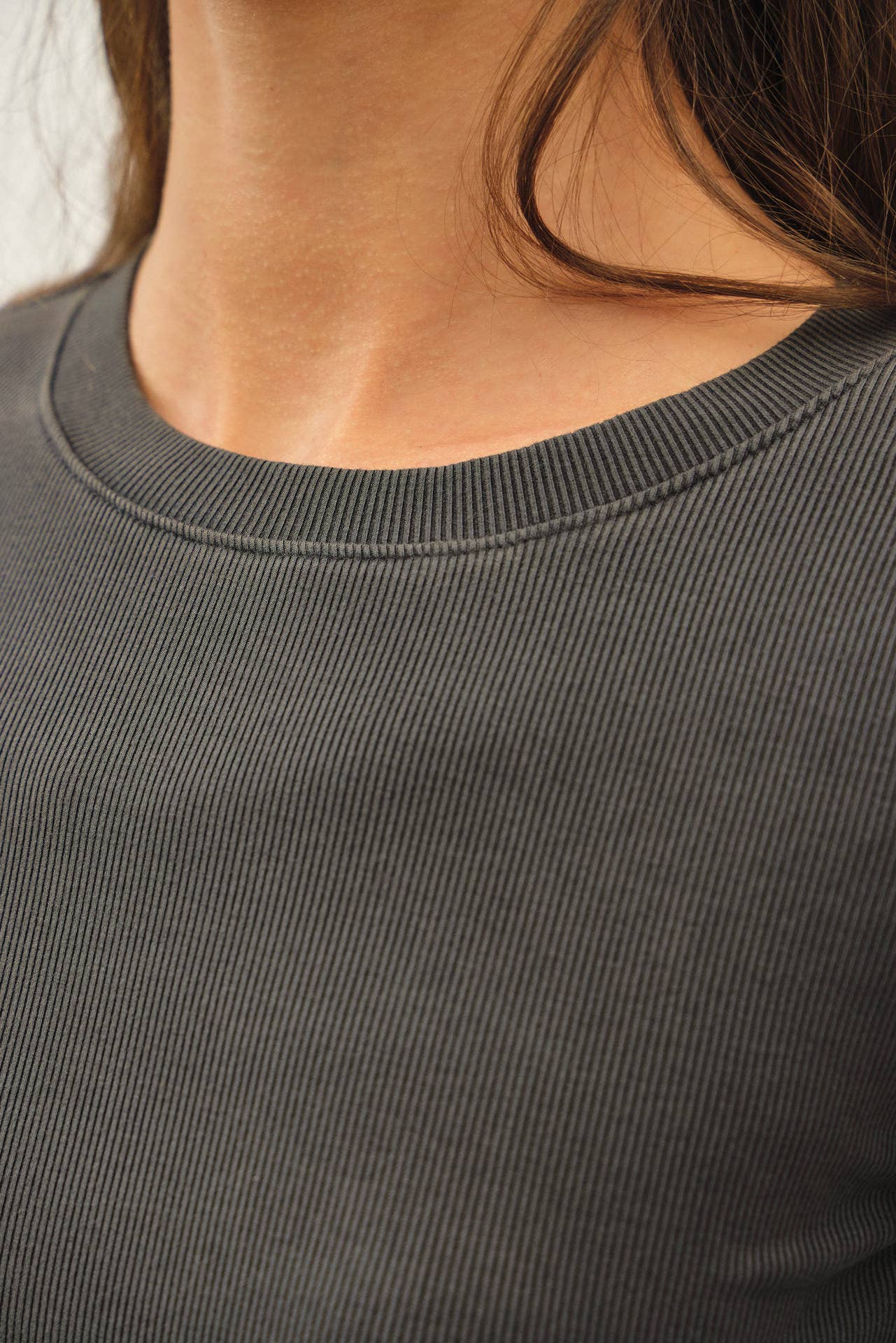 Garment Dyed Ribbed Long Sleeve Tee
