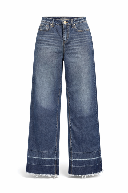 Mid-Rise Slim Wide Leg w/ Release Hem in Grove