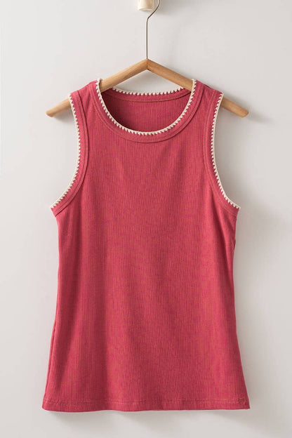 Contrast Trim Ribbed Tank Top