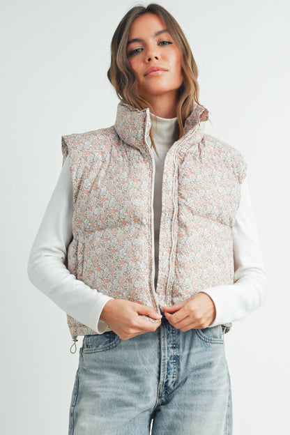 Floral Puffer Vest