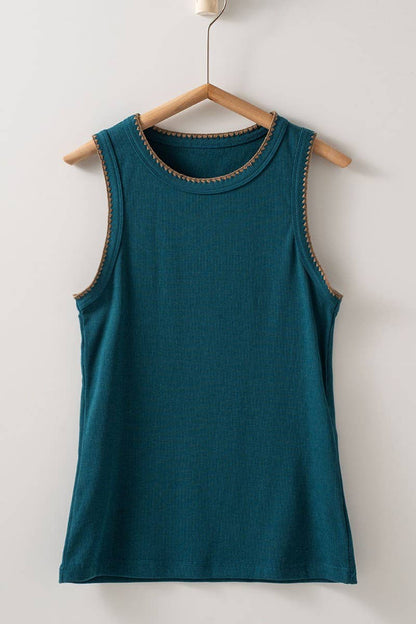 Contrast Trim Ribbed Tank Top