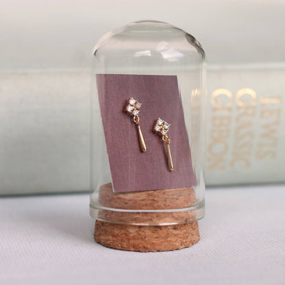 Edwardian Gold Drop Stud Earrings