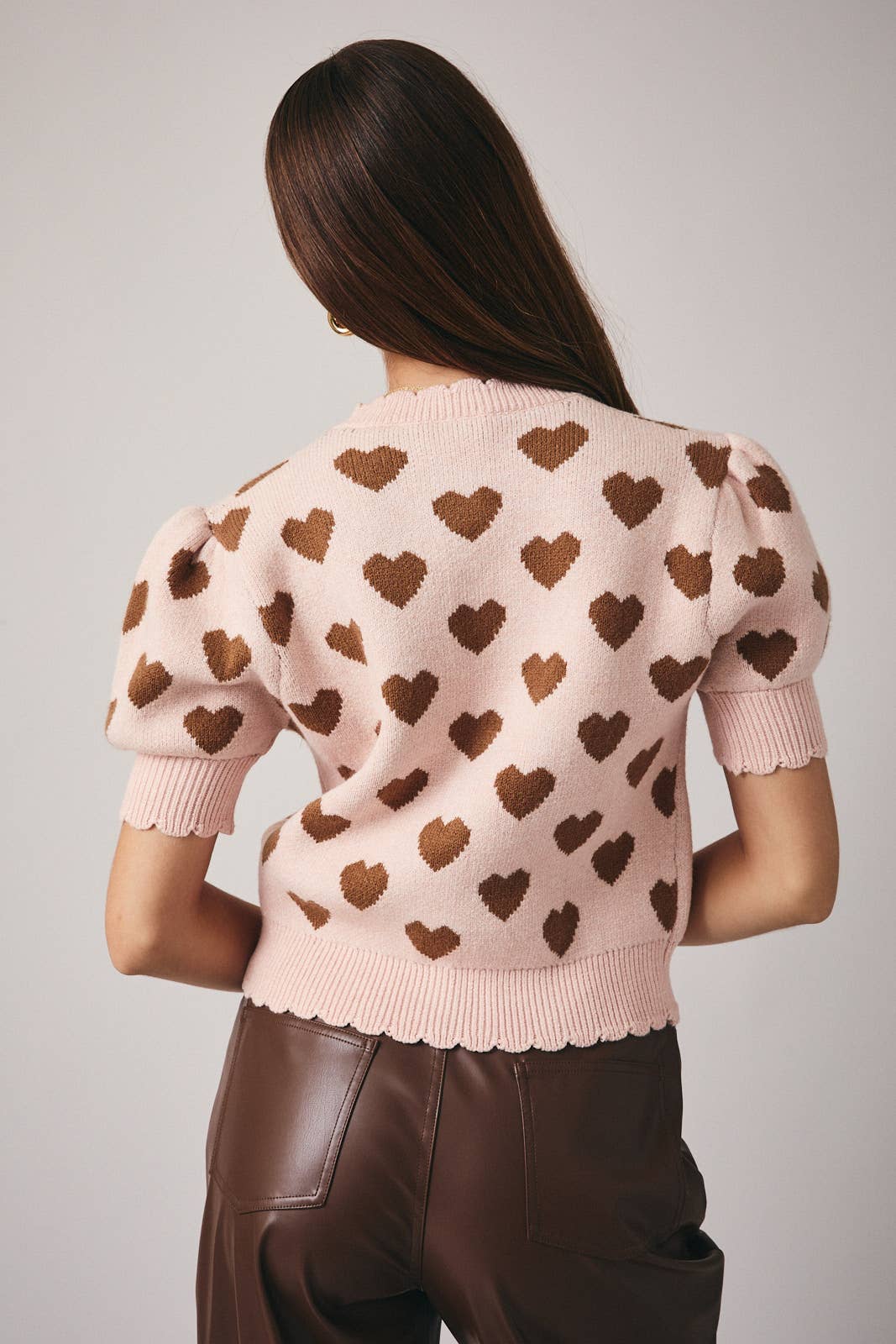 Heart Graphic Short Sleeve Cardigan