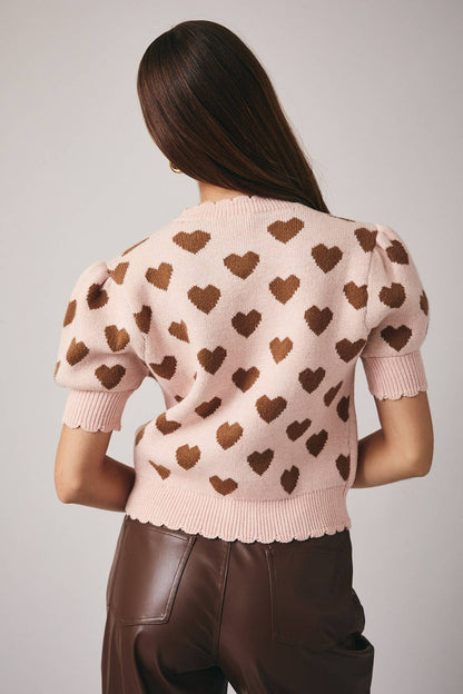 Heart Graphic Short Sleeve Cardigan