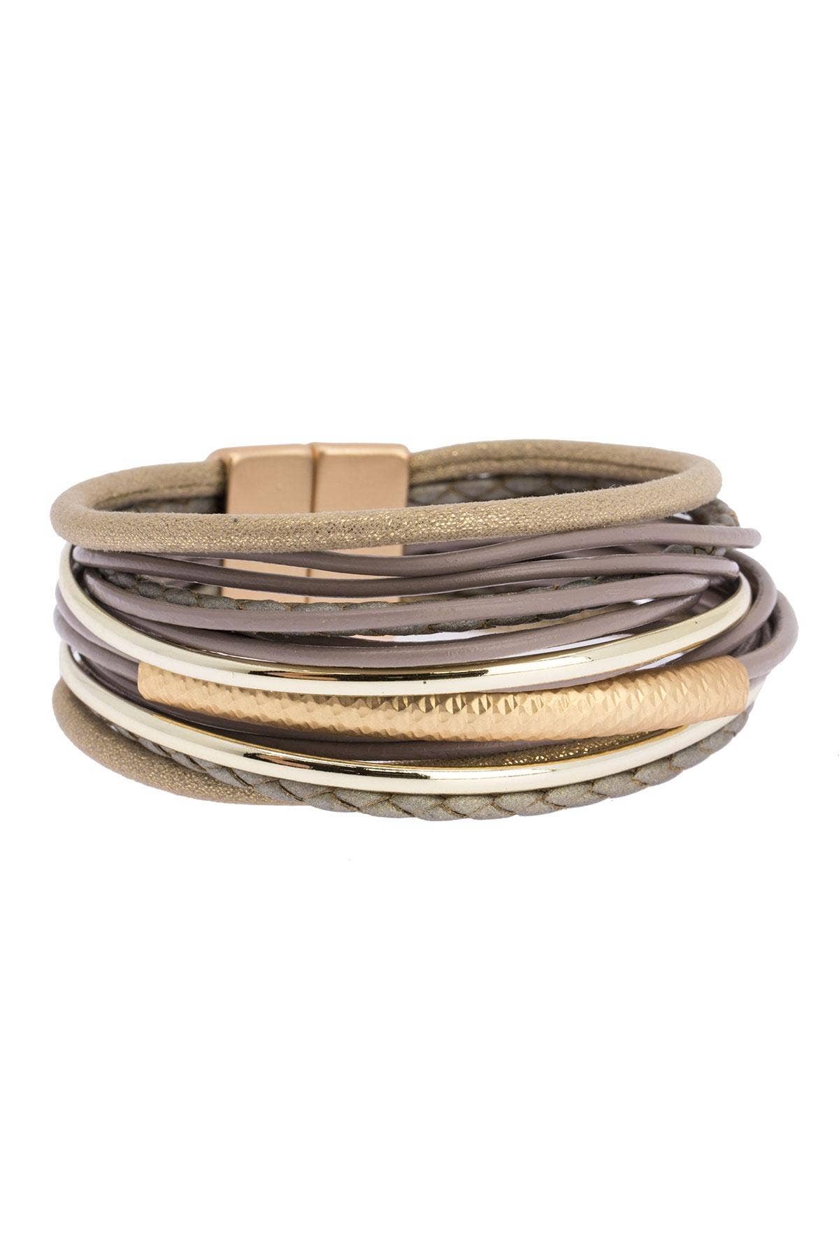 Multi Strand Shimmer Leather Bracelet