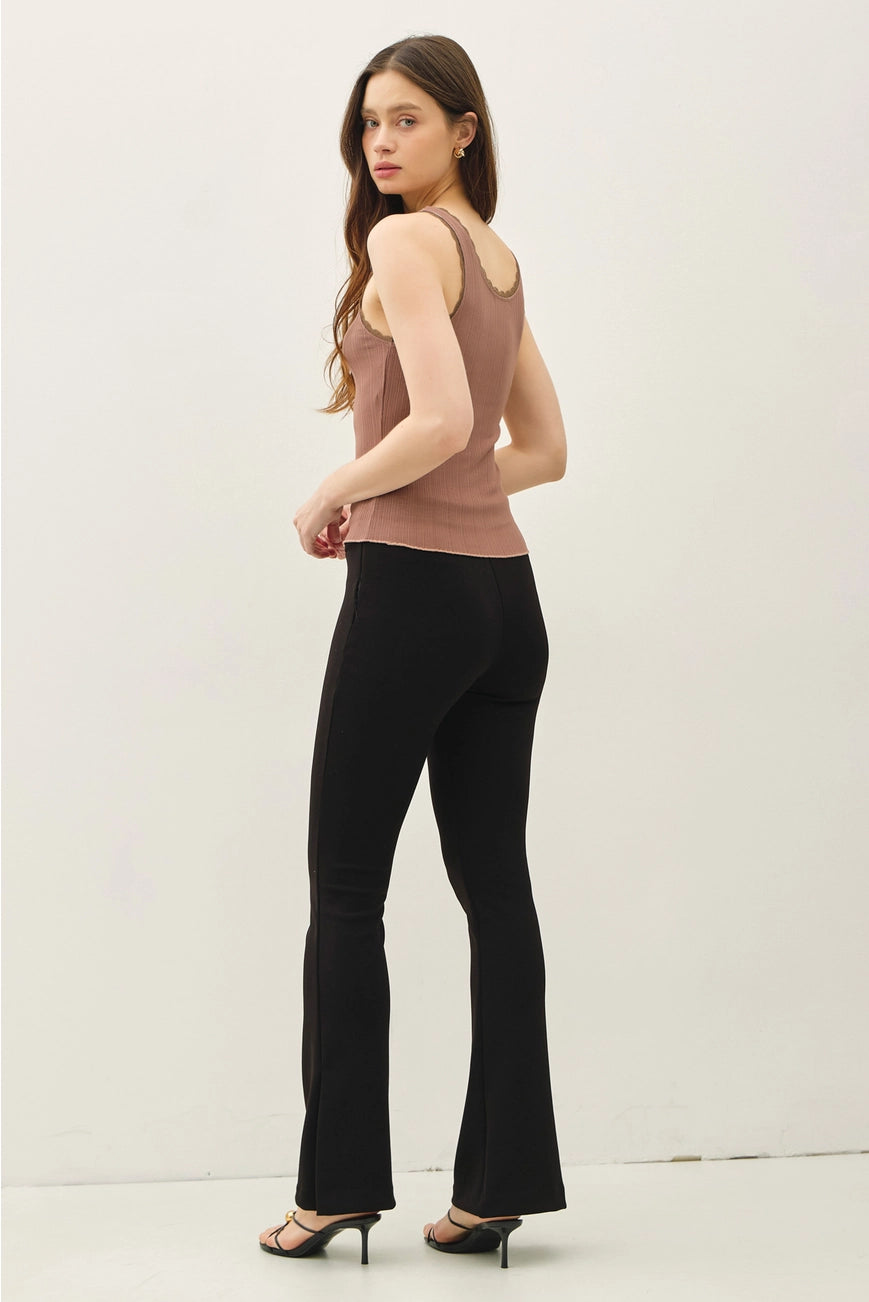 Lace Trim Ribbed Tank