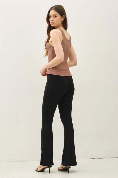 Lace Trim Ribbed Tank