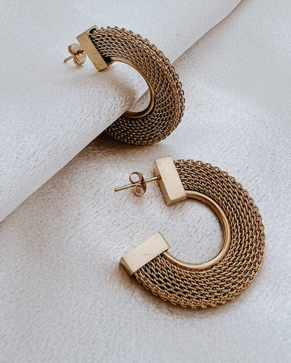 Earth Gold Mesh Hoop Earrings