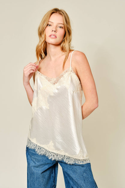 Cut Out Satin Lace Top