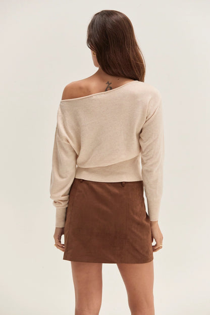Cassie Cinched Waist Boatneck Sweater