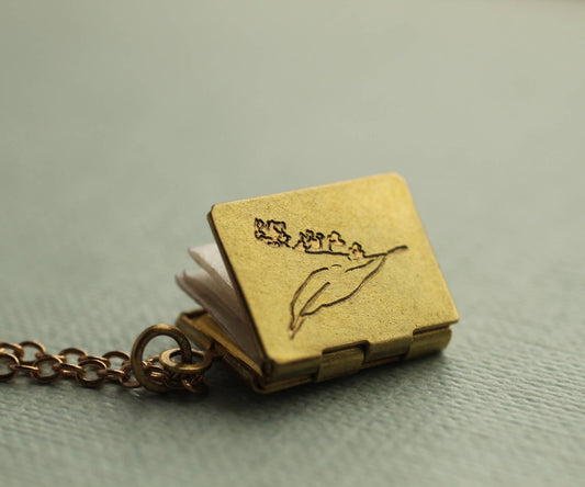 Engraved Dandelion Book Locket
