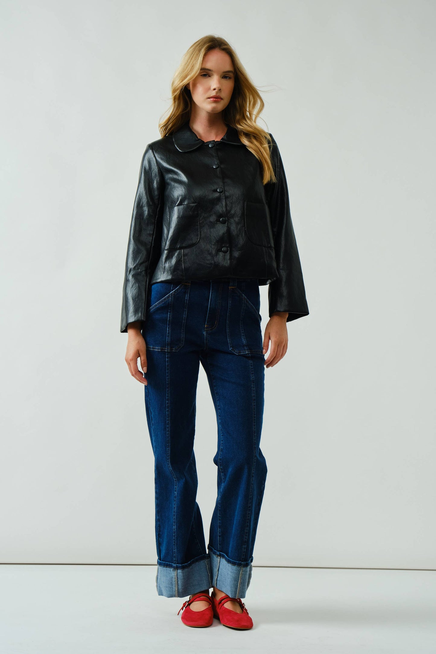 Super Stretch Stitch Detail Straight Jeans