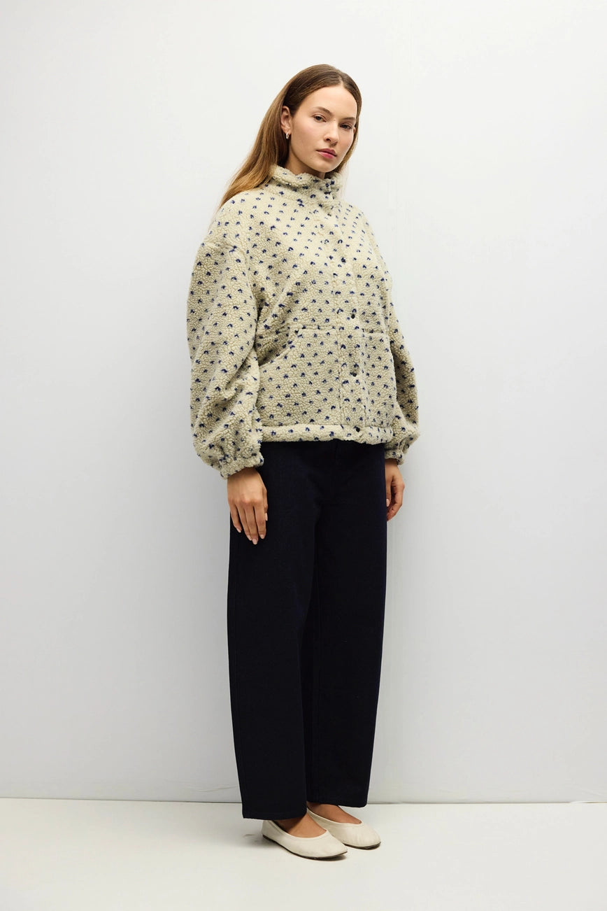 The Leslie Jacket | Sherpa Dotted Turtleneck Jacket