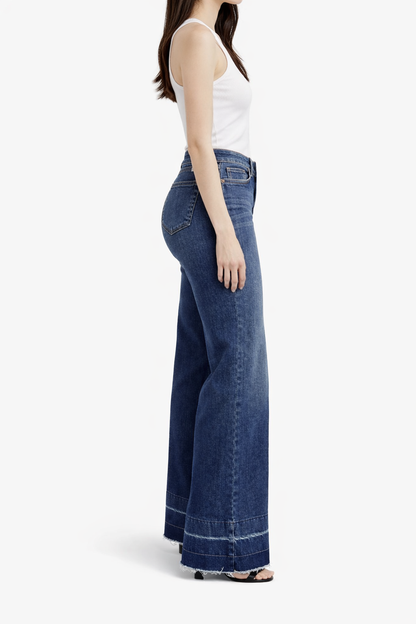 Mid-Rise Slim Wide Leg w/ Release Hem in Grove