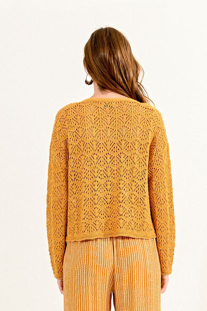 Openwork Semi-Cropped Cardigan