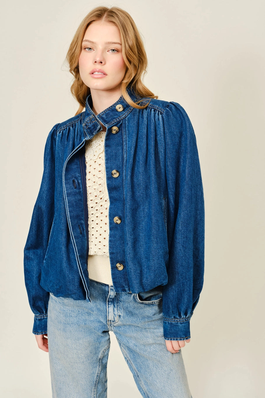 Bubble Hem Denim Jacket