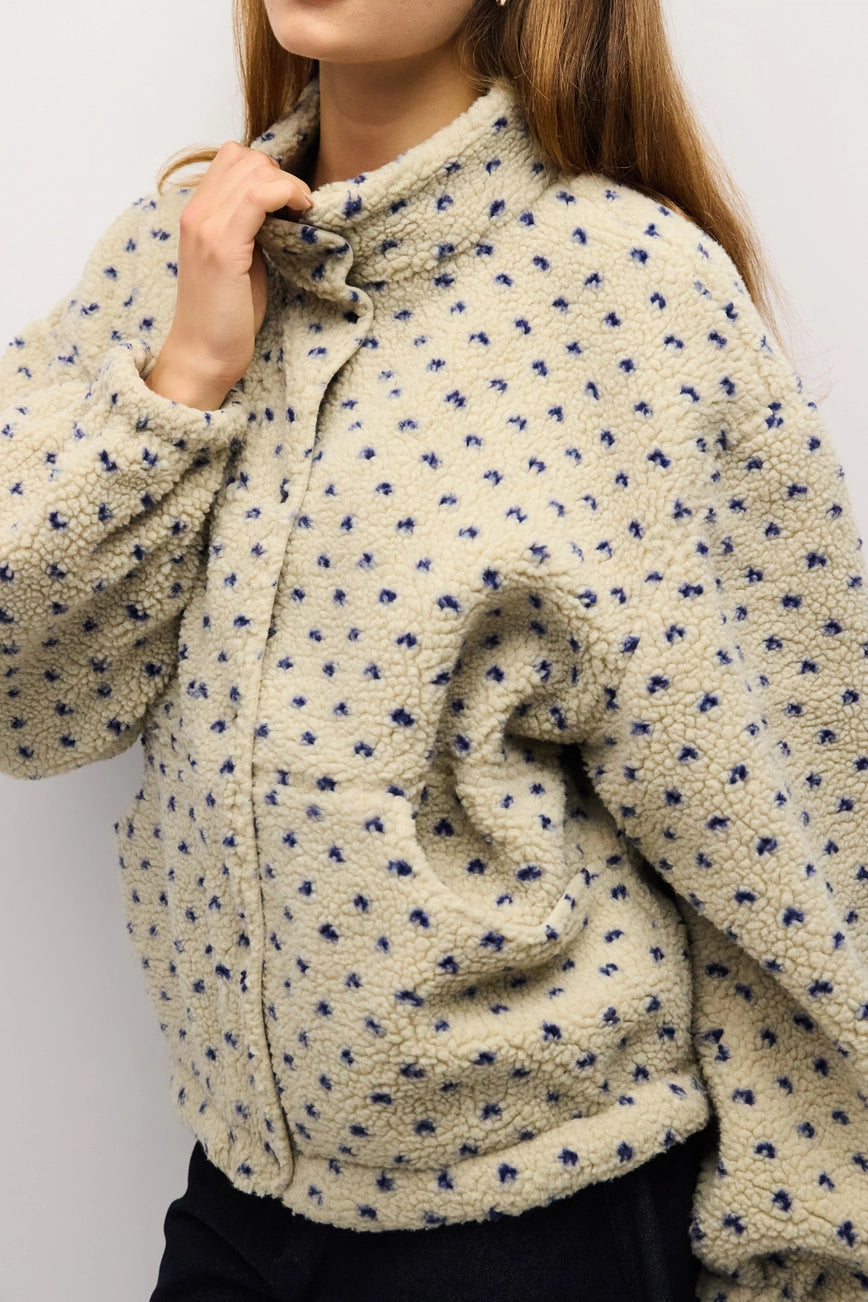 The Leslie Jacket | Sherpa Dotted Turtleneck Jacket