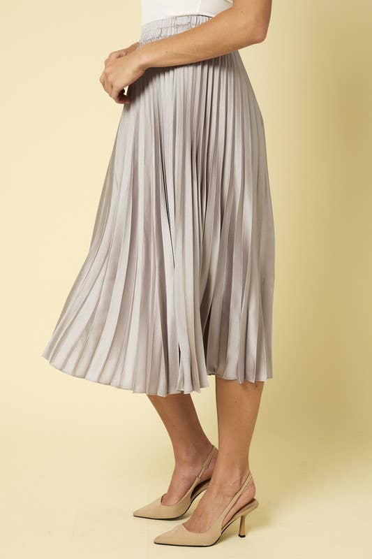 Sunburst Pleated Satin Skirt