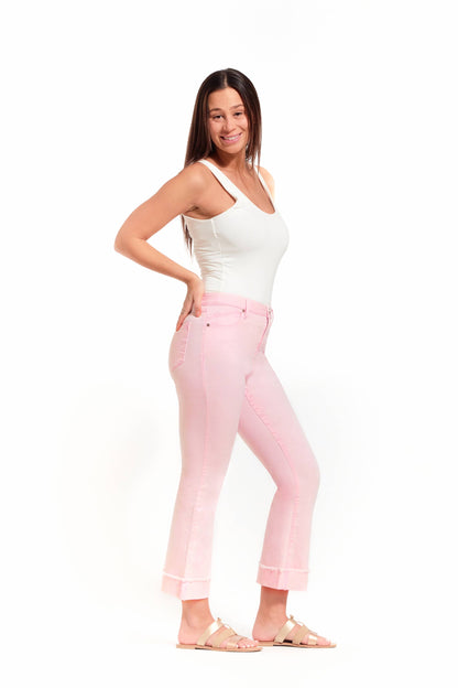 Luxe Cuffed Demi Boot Jeans in Pink