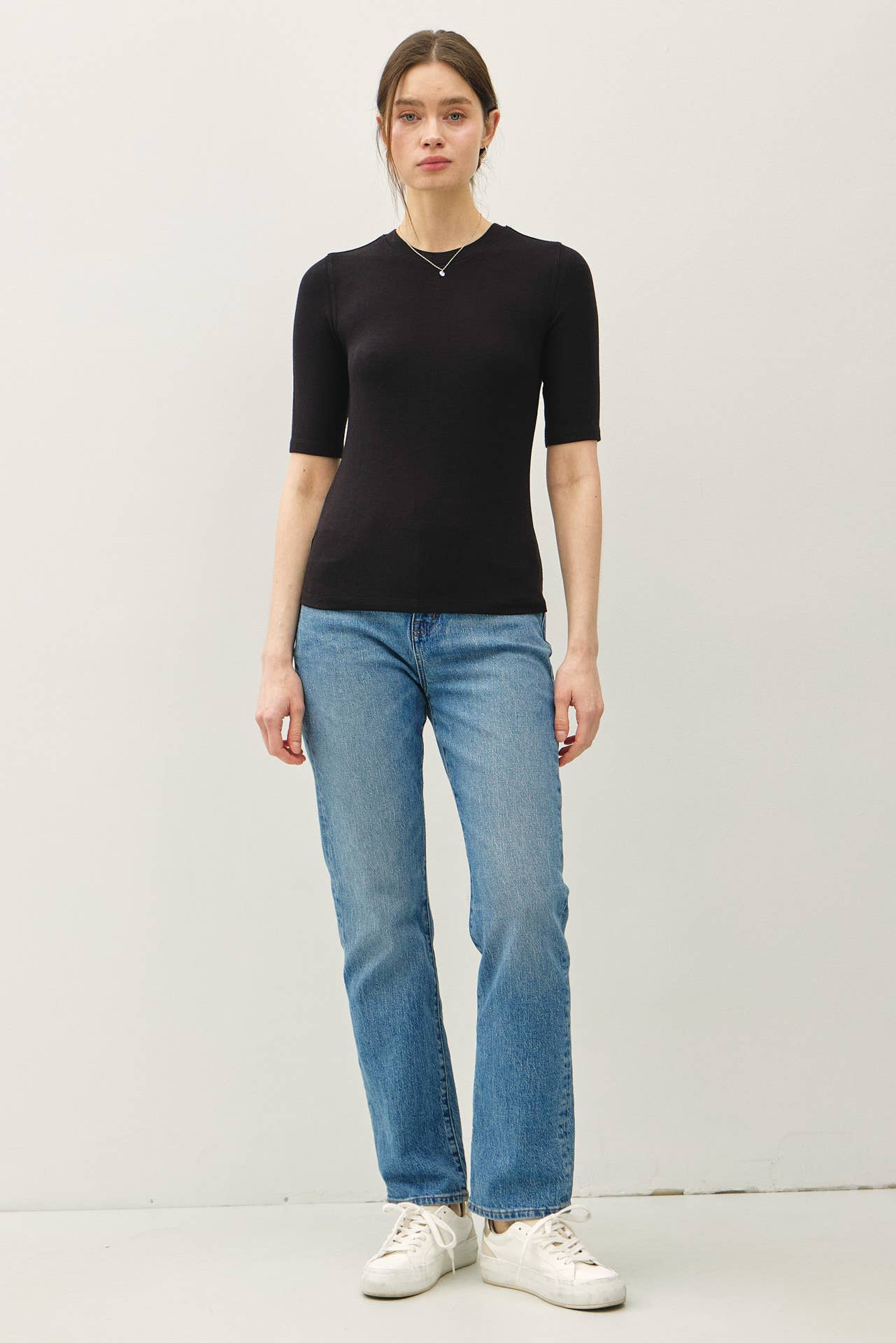 Classic Ribbed Crewneck Top