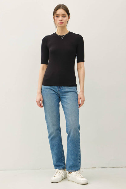 Classic Ribbed Crewneck Top