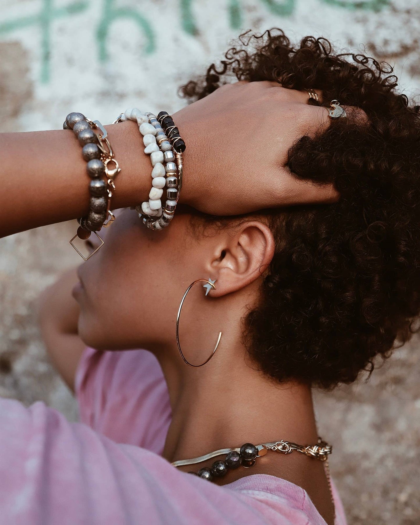 Efrin Star Stud Thin Hoops