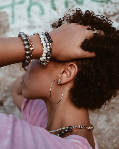Efrin Star Stud Thin Hoops