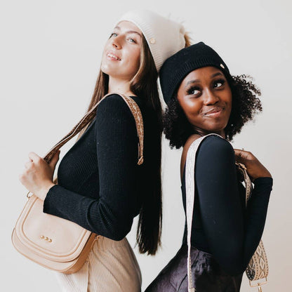 Angora Fur Pom Slouchy Beanie 
