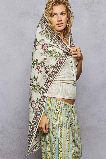 Floral Patterned Multi Style Wrap Scarf