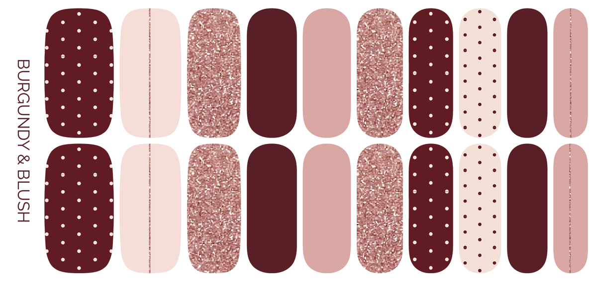Burgundy & Blush | Fall Mixed Mani Nail Wrap Set